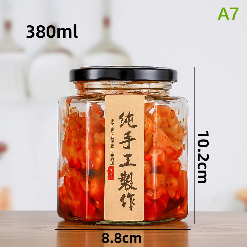 2Pcs Food Grade Empty Round Clear Glass Jar Seal Pot Honey Bottles Sauce Bottles With Metal Black Lid 45-730ML Kitchen Storage Oasis Select A7