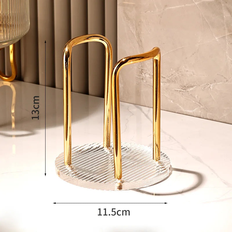 Luxury Disposable Cup Storage Holder Water Tea Cups Dispenser Rack Shelf with Longer Stick Mug Display Stand Home Organizer Oasis Select Gold-Single Cup