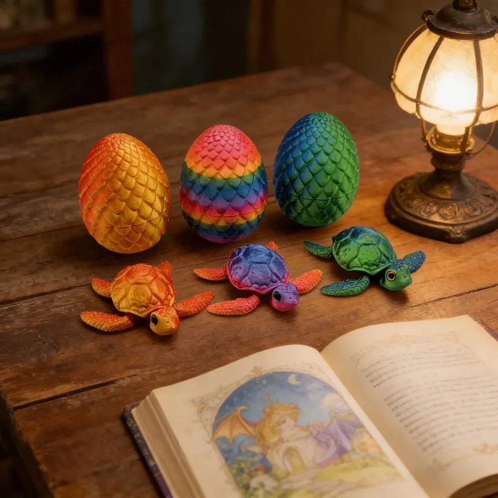 3D Printed Movable Sea Turtle Sculpture with Eggs Aesthetic Desktop Ornament Art Craft Decor for Home Office Decoration Gift Oasis Select