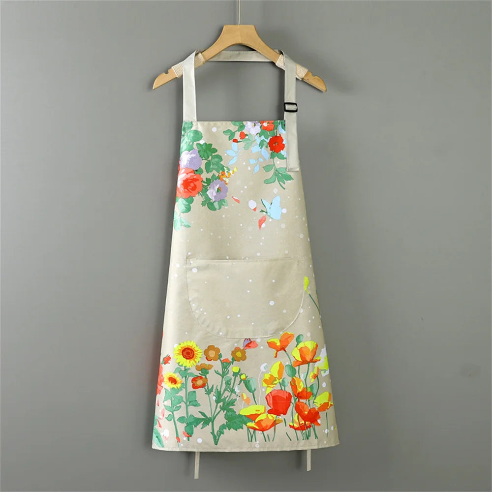 Household Waterproof and Oil-proof Kitchen Apron Cooking Baking Work Clothes Drawing Aprons Art Smock for Women Oasis Select A