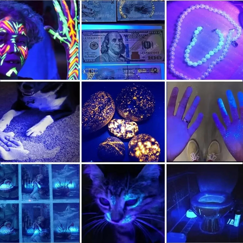Zoom UV LED Flashlight 365nm 395nm Invisible Ink Marker Cat Dog Urine Tinea Ore Money Scorpion Fluorescence Light Use AAA 18650 Oasis Select