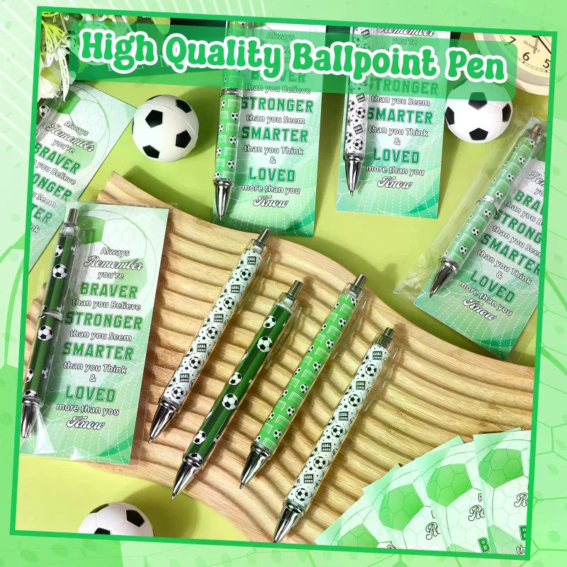24 Sets Football Pens Party Favours Supplies Football Stationery Ballpoint Pens and Cards for Boys Girls Team Adults Oasis Select