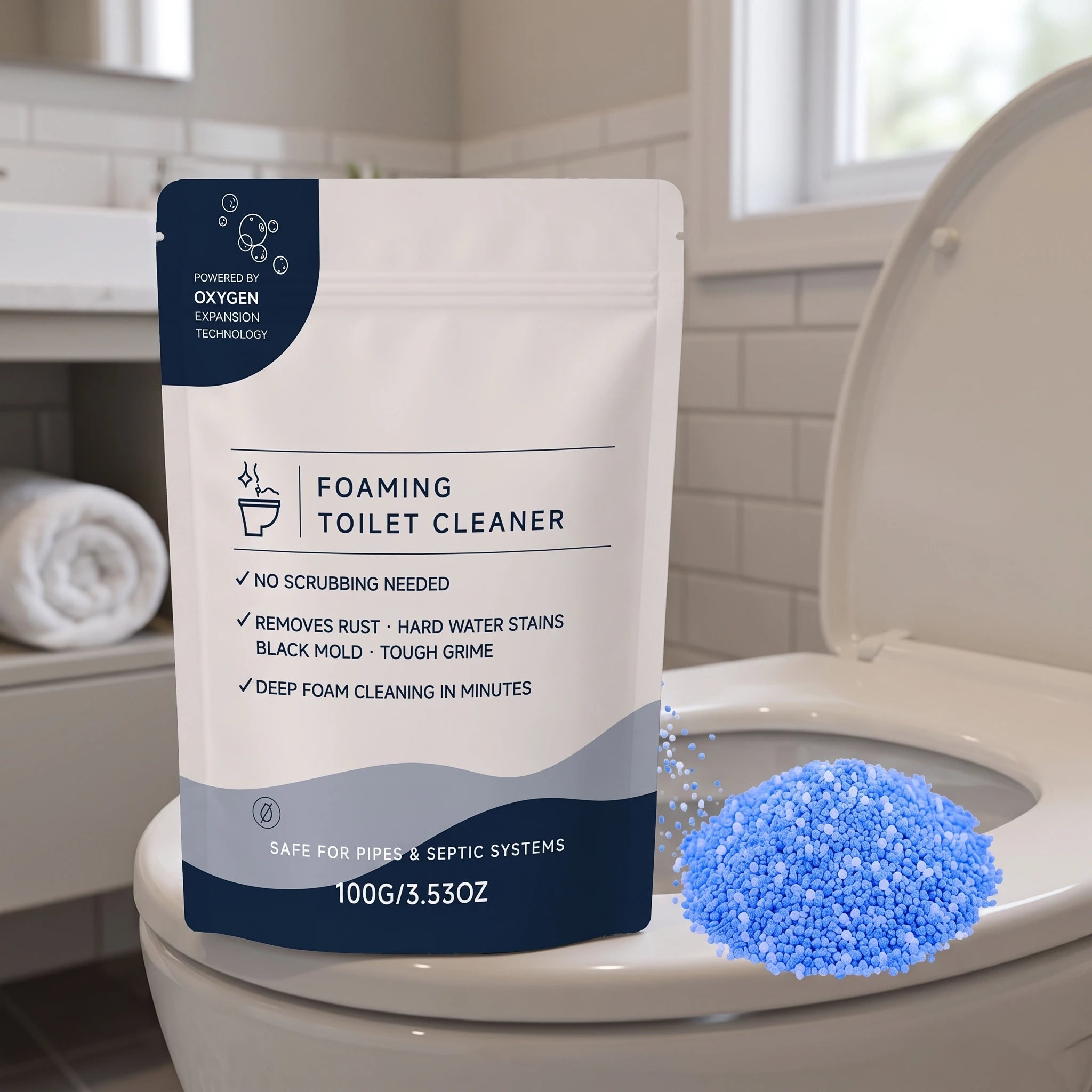 Toilet Cleaner Powder Dissolves Stubborn Stains and Grime Deodorizes Removes Odor Clean the Yellow Stains Toilet Descaler Oasis Select