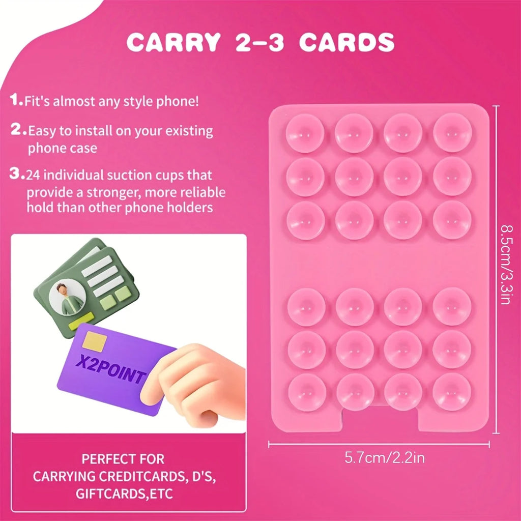 1pc Silicone Suction Cup Phone Holder with Card Wallet for Convenient Selfies, Compatible with Android and Iphone Oasis Select