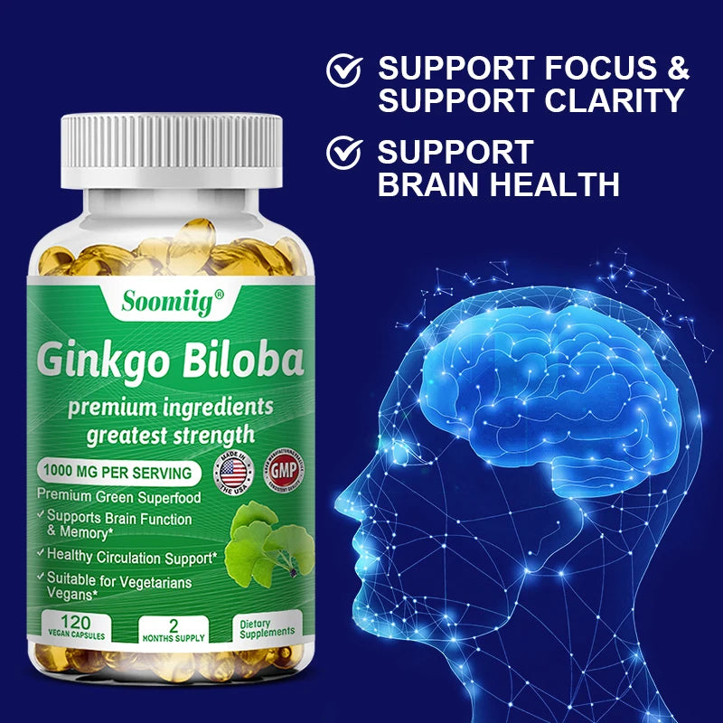 Ginkgo Biloba Capsules – Memory, Focus & Vision Supplement Herbal Supplement Oasis Select