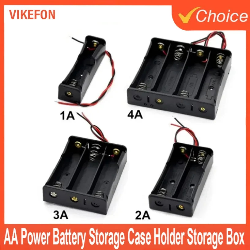 1/2/3/4 Slots Ports 1.5V AA Power Battery Storage Case Holder Storage Box DIY Leads Black Used for Repair Tools Oasis Select