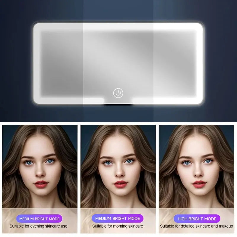 Car Sun Visor LED Vanity Mirror – HD Touch Dimming Rechargeable