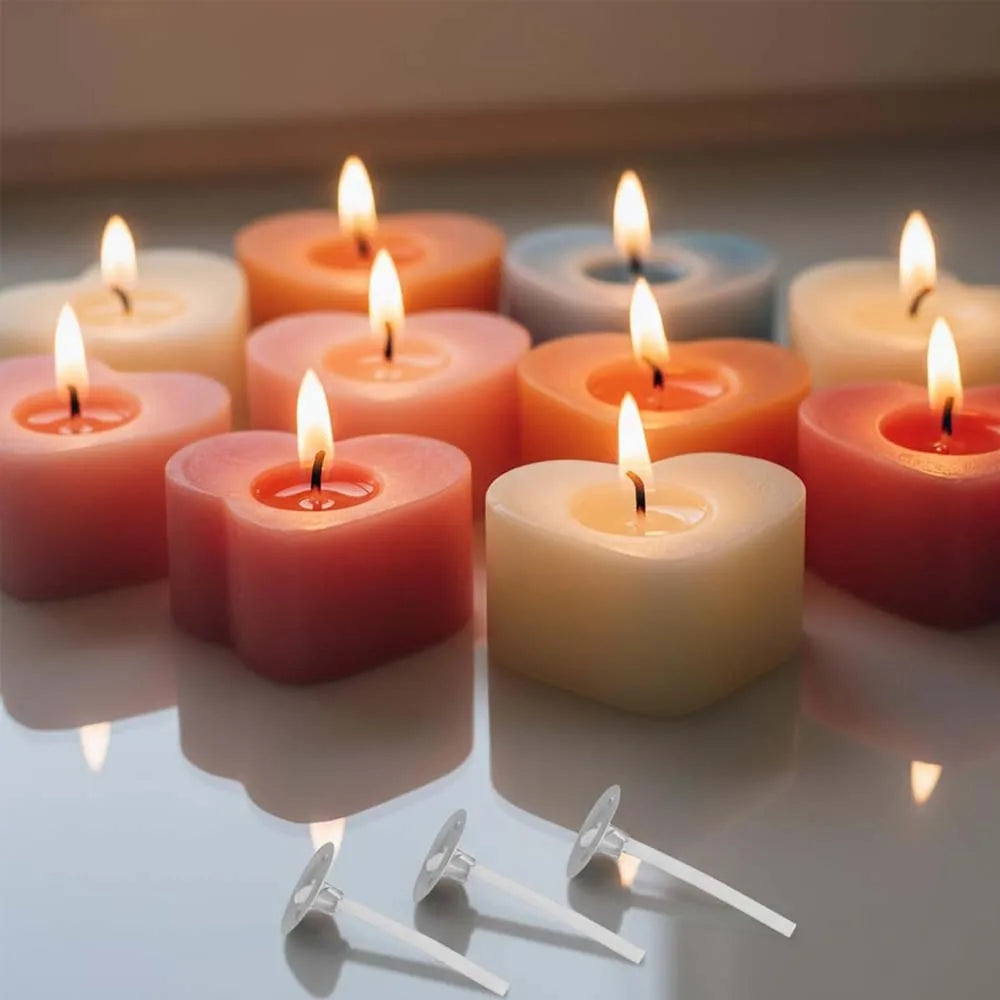 50/100Pcs Tea Light Candle Wicks, 1.02 inch Pre-Waxed Wick with Base, Pre-Waxed Wicks for Soy Wax Candle Making Oasis Select