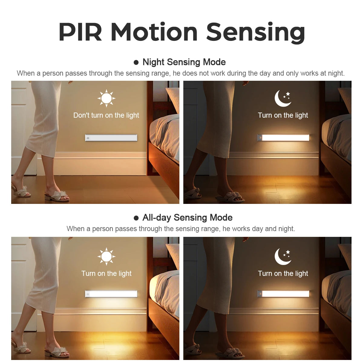 Wireless Night Light Motion Sensor Lights 5V USB LED Tube Bar Cabinet Light for Kitchen Bedroom Bathroom Staircase Hallway Oasis Select