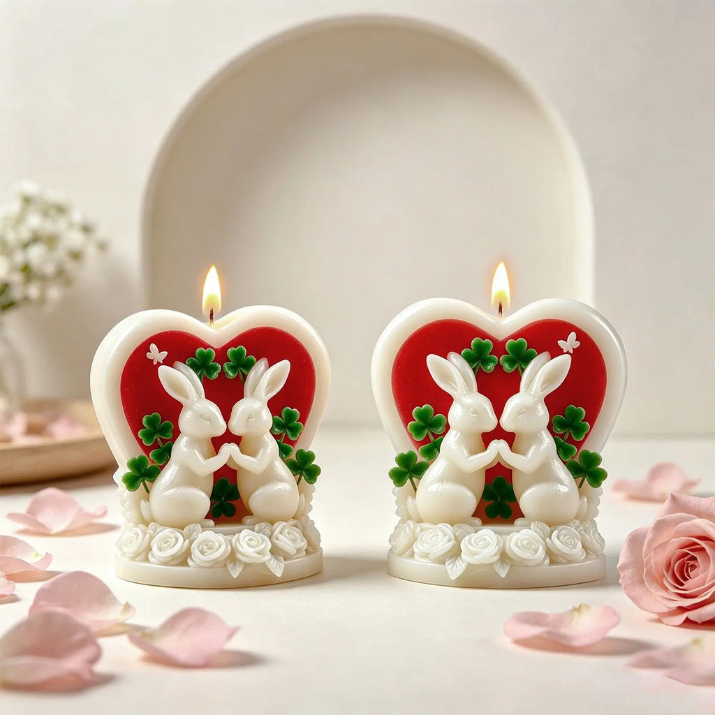 3d Rabbit Mold Silicone Love Rabbit Silicone Mold Candle Decoration Mold Three-Dimensional For Epoxy Molding Diy Projects Home Oasis Select