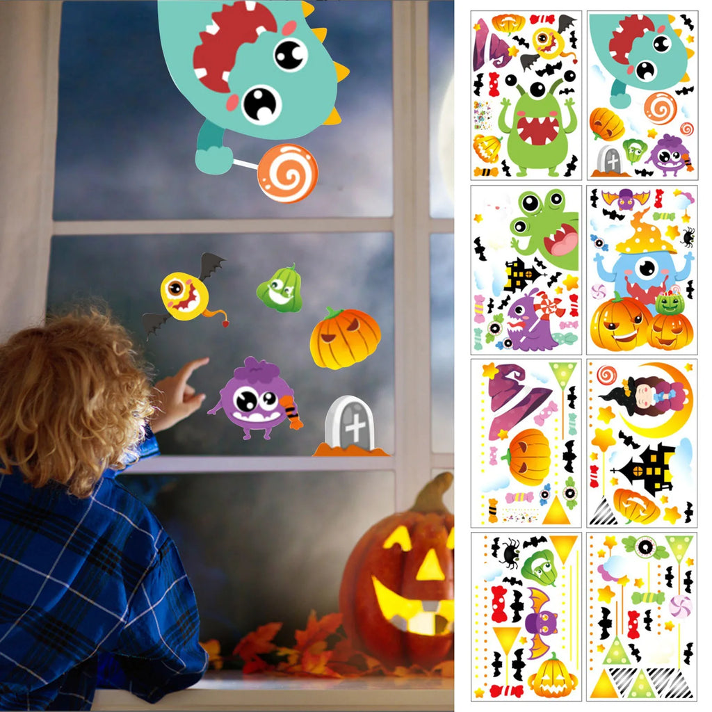 Halloween Window Clings & Decals – 4-Sheet Spooky Sticker Set Halloween Window Decals Oasis Select