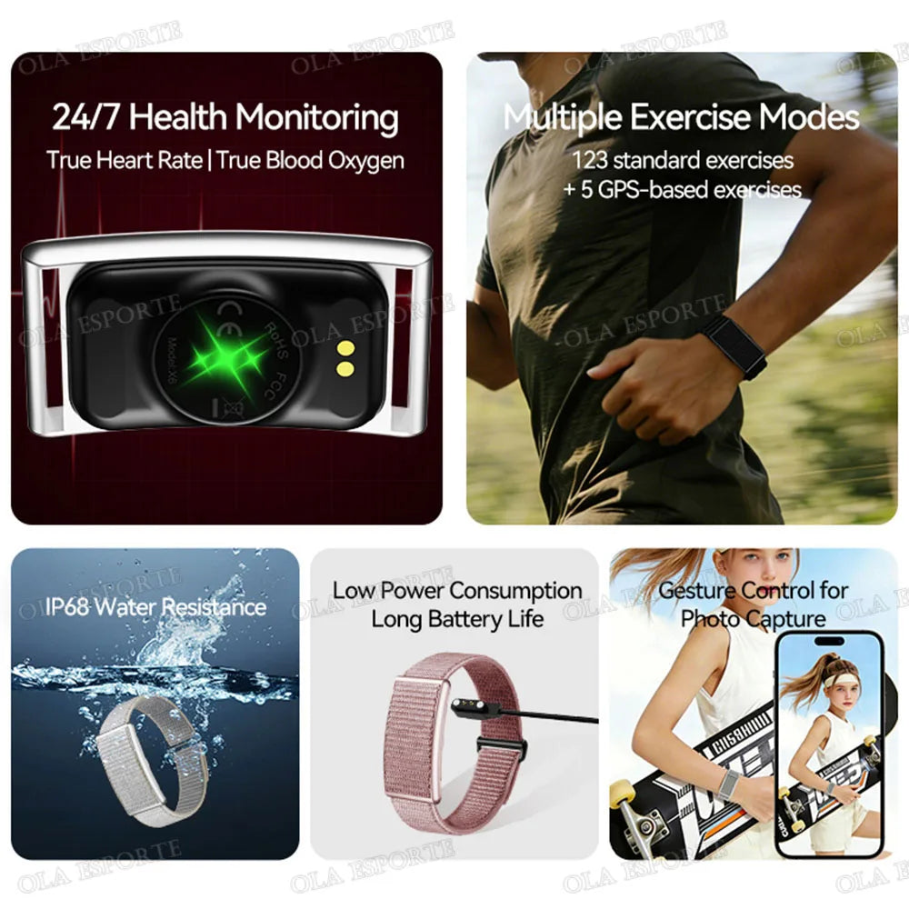 No Screen Fitness Bracelet – Heart Rate, GPS & IP68 Waterproof