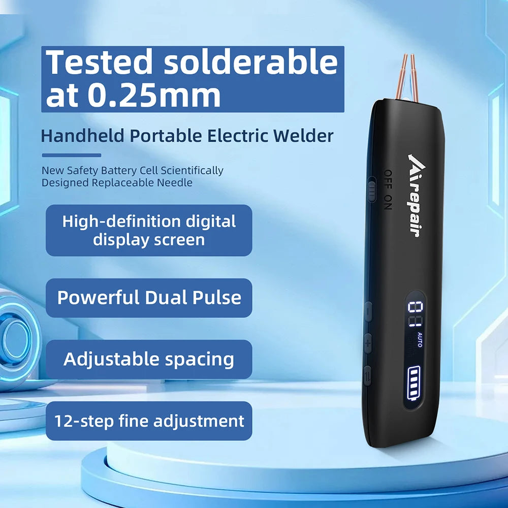 Portable Battery Spot Welder with 12 Power Levels Adjustable LED Lighting for DIY Lithium Battery Assembly Phone Repair Oasis Select