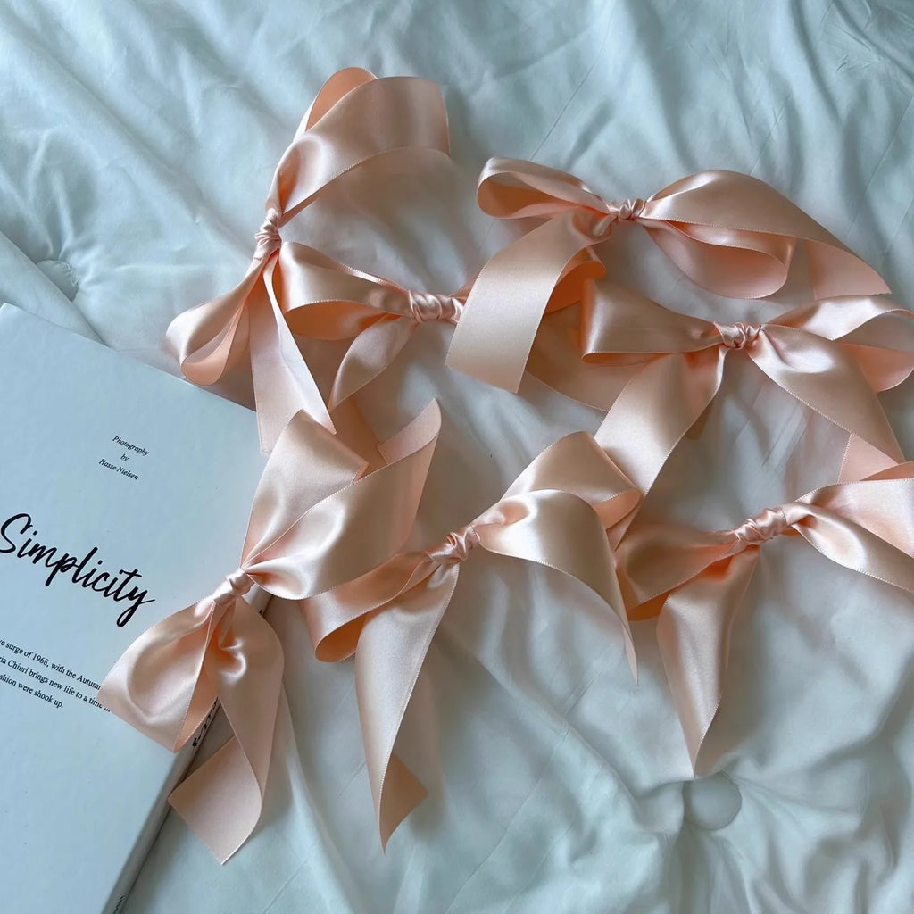 1.8M Pink White Blue Satin Bow Handmade Webbing Hanging Garlands for Birthday Wedding Party Girl Room Girly Heart Decorations Oasis Select Rose Gold