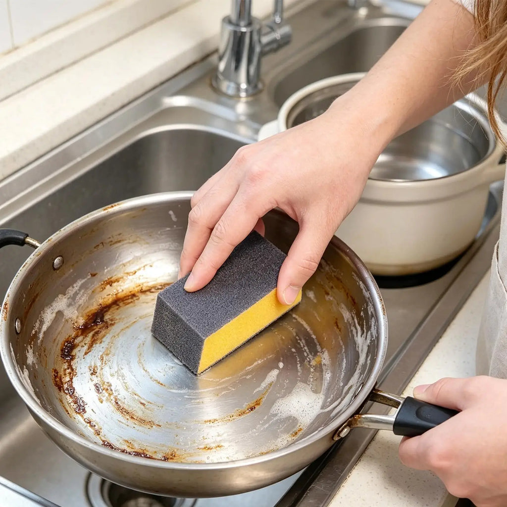 6Pcs Carborundum Sponge Emery Magic Wipe Pot Bottom Cleaning Descaling Sponge Brush Rust Removal Pot Cleaning Scrubber Tool Oasis Select