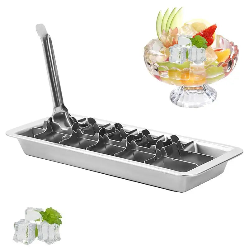 Stainless Steel Ice Cube Tray Stainless Steel Ice Cube Maker Freezer Square Ice Cube Mold tool Making for Milk and Drink Cooling Oasis Select