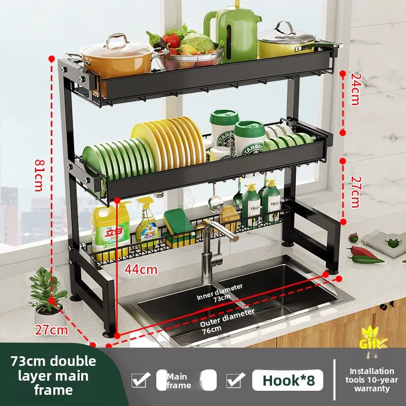 Multifunctional Kitchen Sink Shelf Dish Rack Drain Rack Countertop Dish Rack Drain Sink Rack Oasis Select 73cm S