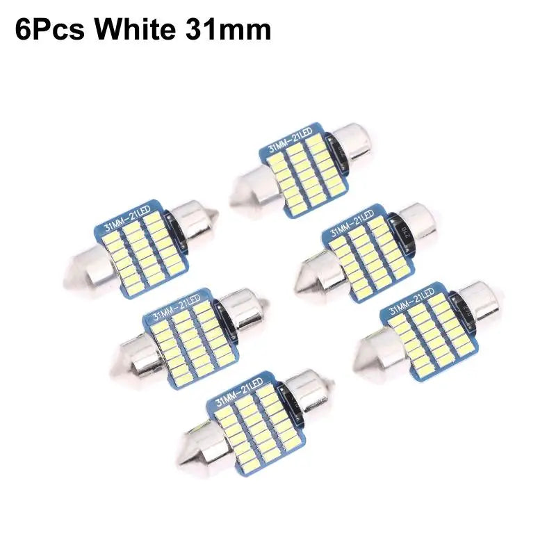 6PCS C5W LED Bulbs Canbus Festoon LED For Car Interior Dome Trunk License Plate Lights 12V 300LM 6500K White Oasis Select A1