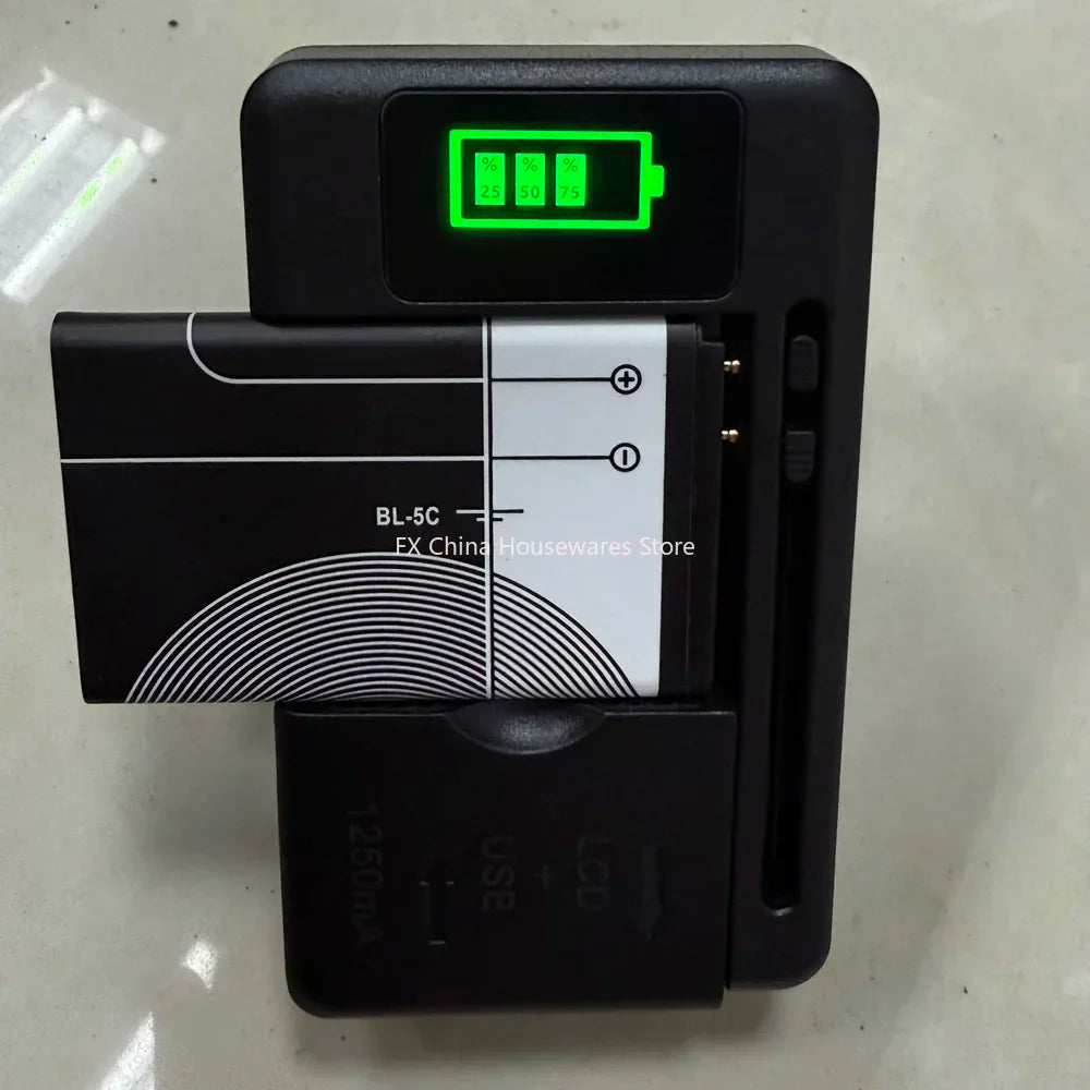 Universal LCD Battery Charger with USB Port, 32-55mm Adjustable, For Cell Phone & Camera Batteries, US/UK/EU Plug Oasis Select