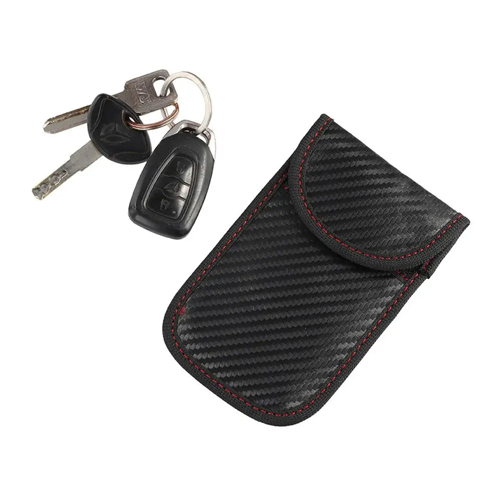 Carbon Fiber Car Key Faraday Pouch – Anti-Theft Signal Blocker