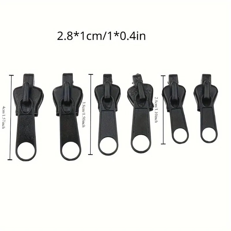 6Pcs Universal Instant Fix 3 Sizes Zipper Repair Kit Replacement Zip Slider Teeth Rescue New Design for Sewing Clothes Oasis Select 6pcs