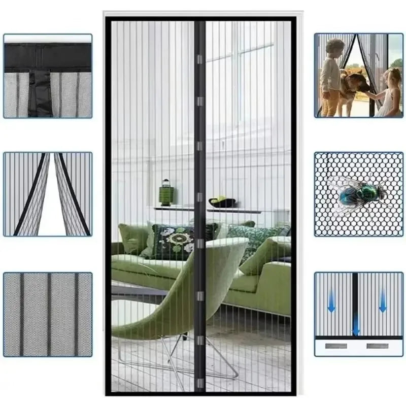 Magnetic Auto-Close Mosquito Screen Door Mesh Curtain