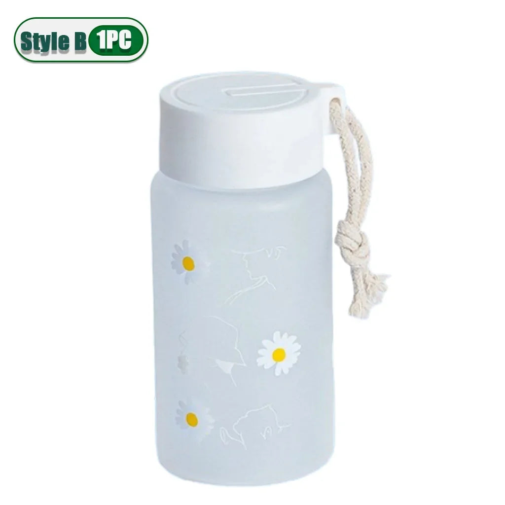 Small Daisy Frosted Plastic Mug Transparent Portable Travel Tea Cup BPA Free Cute Outdoor Girl Water Cup Children Water Bottle Oasis Select Style B-1PC