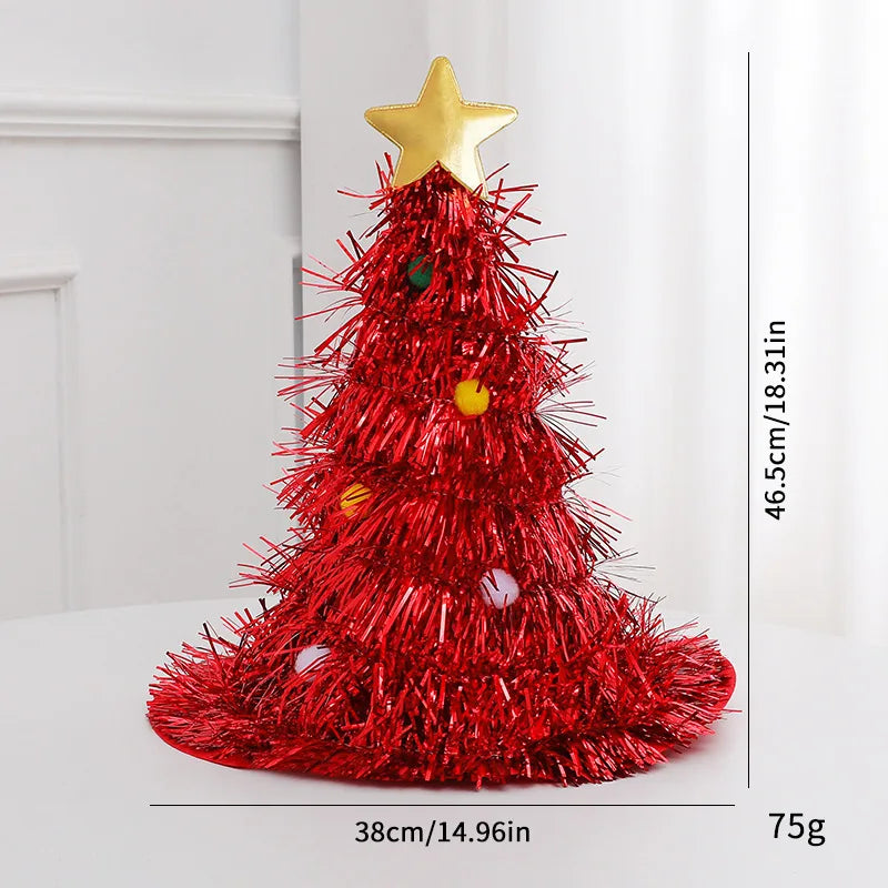 Magic Christmas Tree Hat Christmas Decoration Gift Headwear Oasis Select Red Venus colored ball
