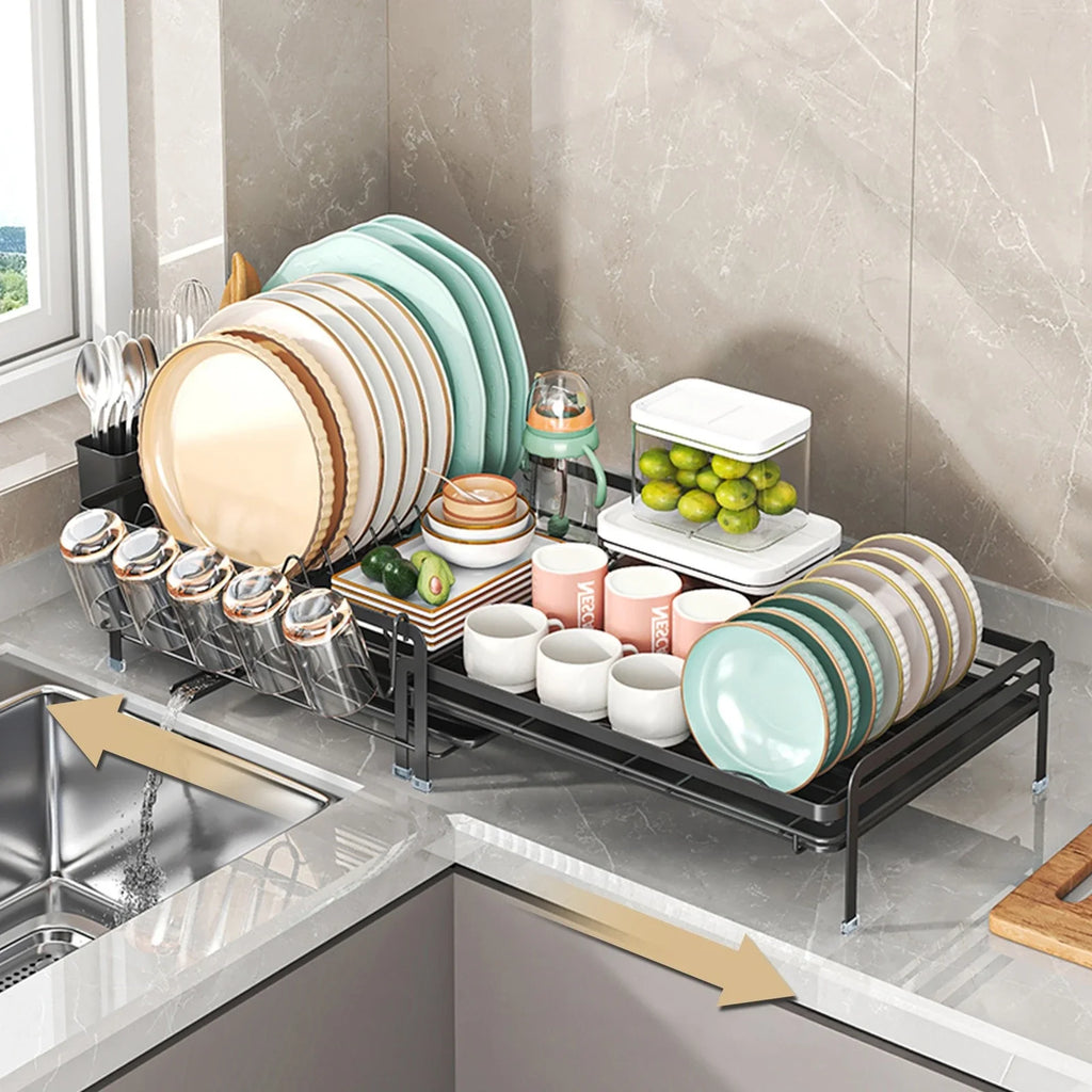 Kitchen Dish Drain Rack Multifunctional Tableware Storage Basket Cup Holder Sink Retractable Dish Storage Rack Oasis Select