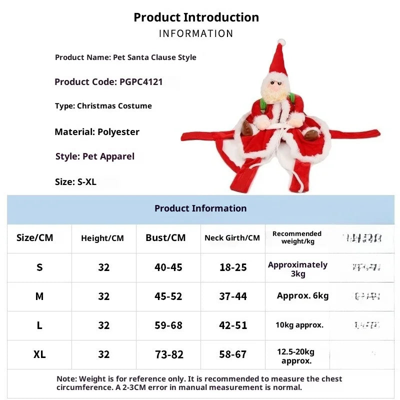 New Santa Claus Riding Suit Pet Christmas Dog and Cat Clothing Dog Clothes for Small Dogs Oasis Select