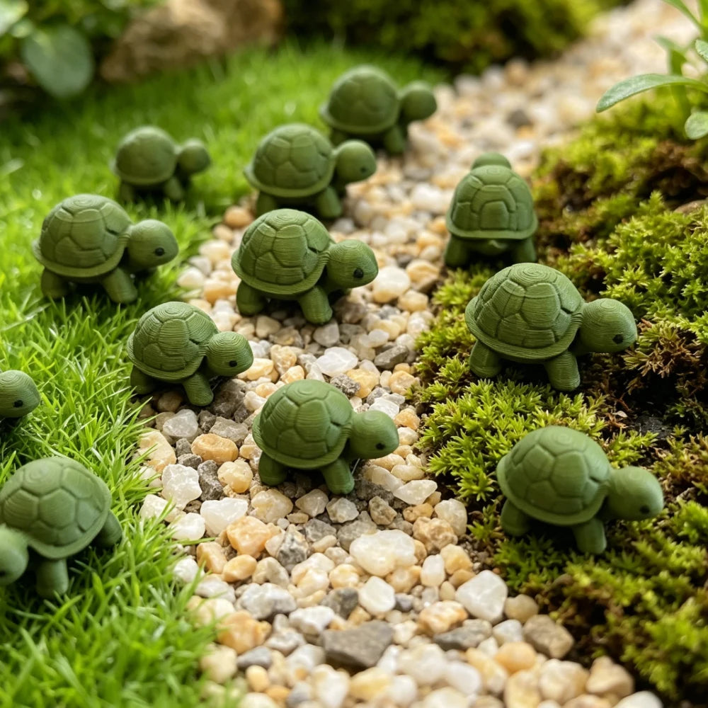 5Pcs Mini Tiny Turtle Figurine Set 3D Printing Hide Seek Micro Tortoise Ornament for Bonsai Decor Desk Prank Toy Dollhouse Decor Oasis Select
