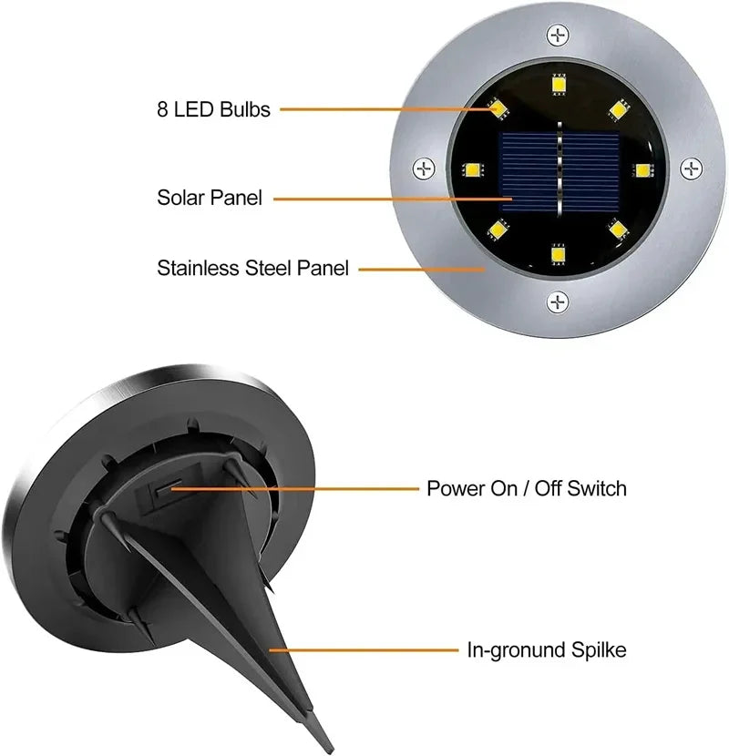 IP65 Solar LED Ground Path Lights – Garden Driveway Lawn Decor
