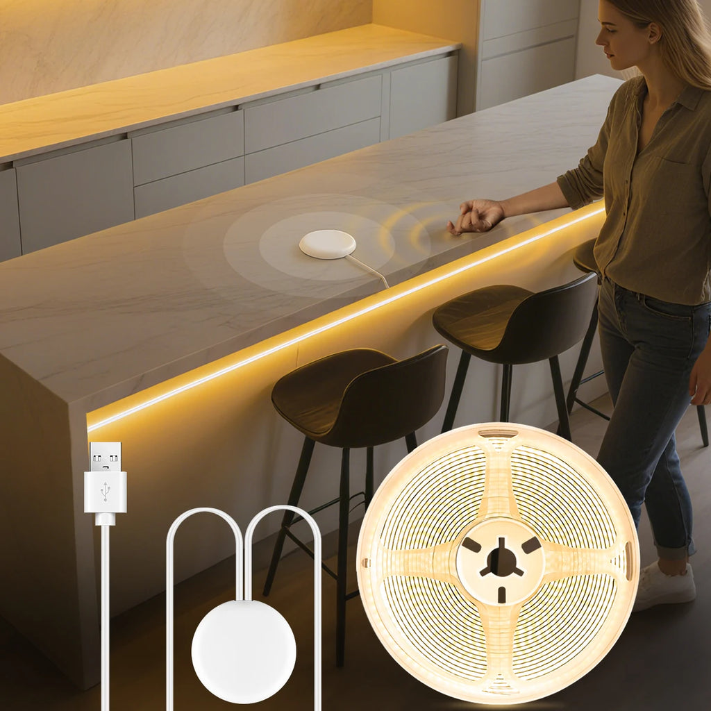 Novel USB LED Light with Vibration Sensor,Tap Twice Consecutively to Turn On of Off,Applicable to Vanity Desk/Mirror Lighting 5V Oasis Select