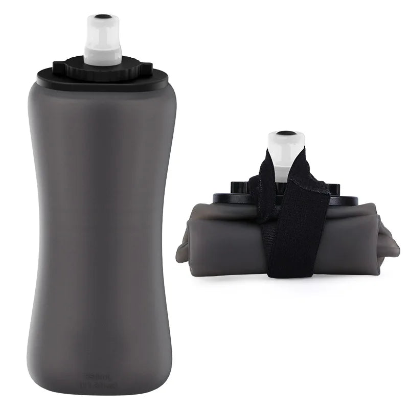 Foldable Wrist Water Bottle 12oz/350ml Hands-Free Silicone Sports Bottle BPA-Free Leakproof Running/Cycling/Climbing Hydration Oasis Select