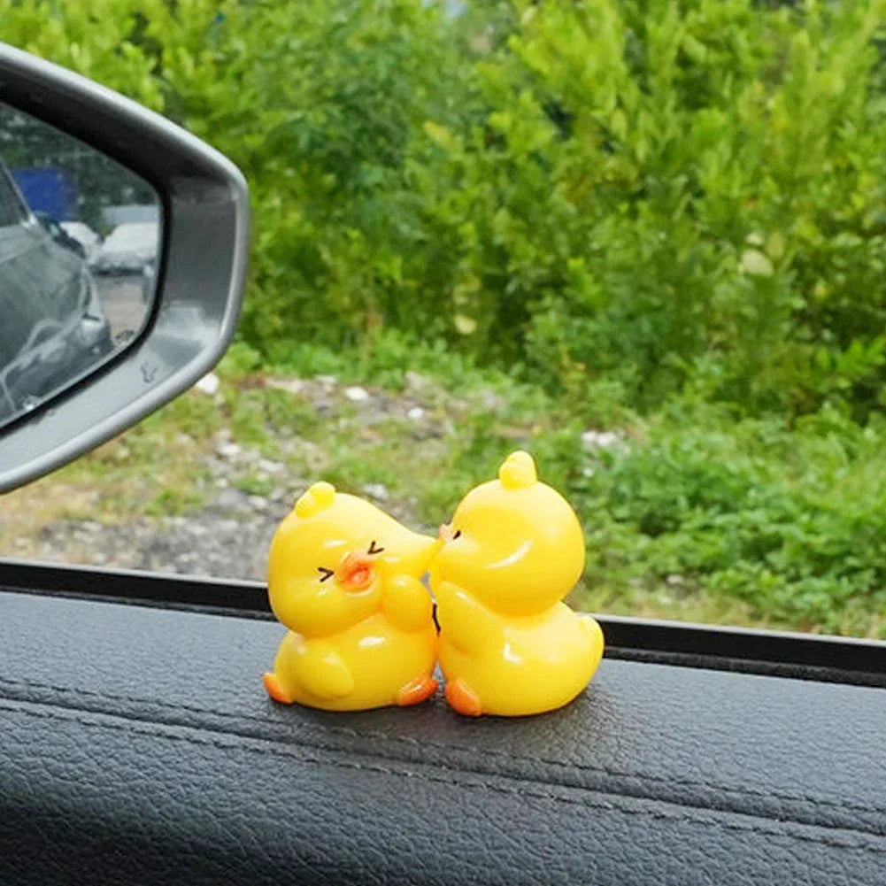 Kiss Face Rabbit Kitten Doll Car Decor Funny Resin Ducks Frogs Figurines Car Interior Dashboard Cute Car Accessories Oasis Select Little Yellow Duck