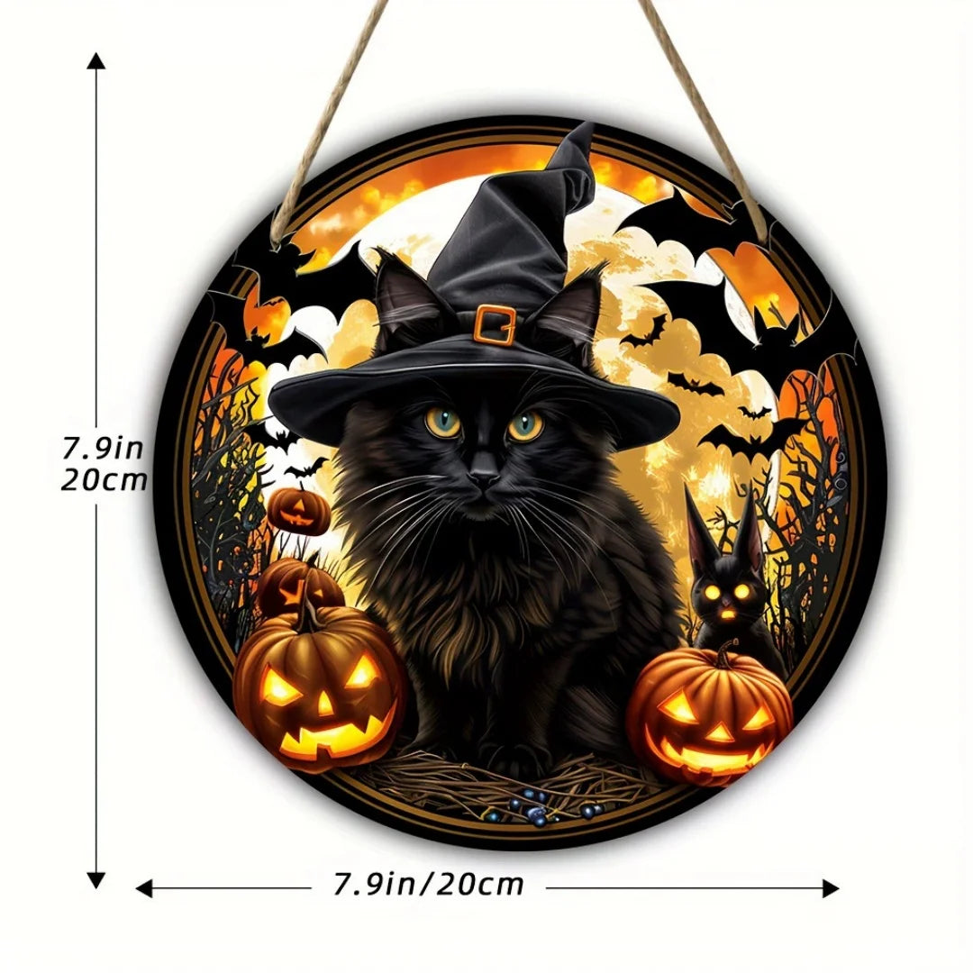Halloween Wooden Wreath Logo Retro Pumpkin Head Horror Art Decoration Home Garden Courtyard Wooden Hanging Pendant Outdoor Props Oasis Select Style 9