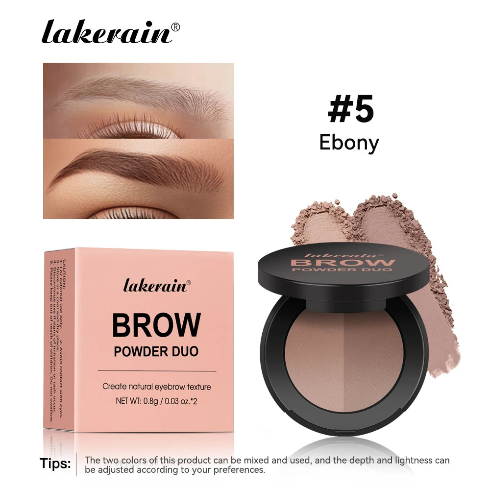 Two-color Eyebrow Powder Long Lasting Waterproof Contour Powder Makeup Nose Face Shadow Natural Smooth Eyebrow Cosmetics Oasis Select 5Ebony