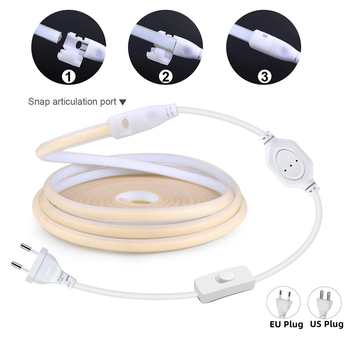 10M 5M-1M COB LED Light Strip 220V IP65 Waterproof Diode Tape 288LED/M High Lumen Neon Tube Lamp Tape Kitchen Closet Backlight Oasis Select