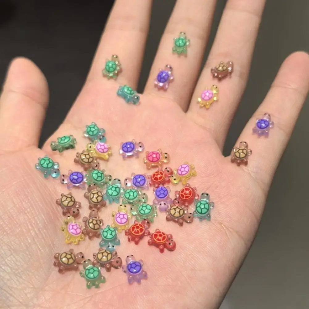 100Pcs Mixed Nail Art Resin Cartoon Little Turtle Series Rhinestones DIY Craft For Nail 3D Decorations Jewelry Oasis Select