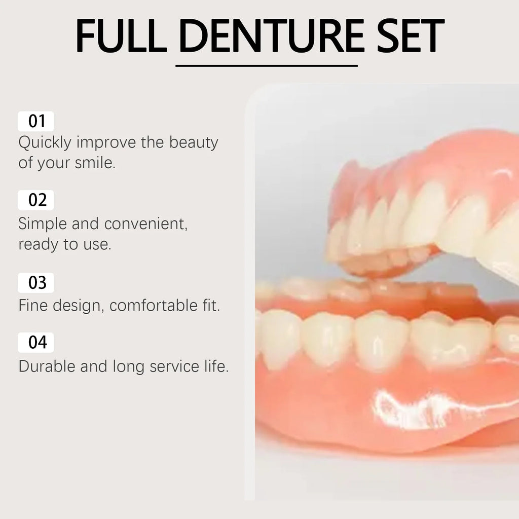 Oralhoe Adjustable Fake Teeth Veneer Kit – Upper & Lower Dentures Cosmetic Denture Kit Oasis Select