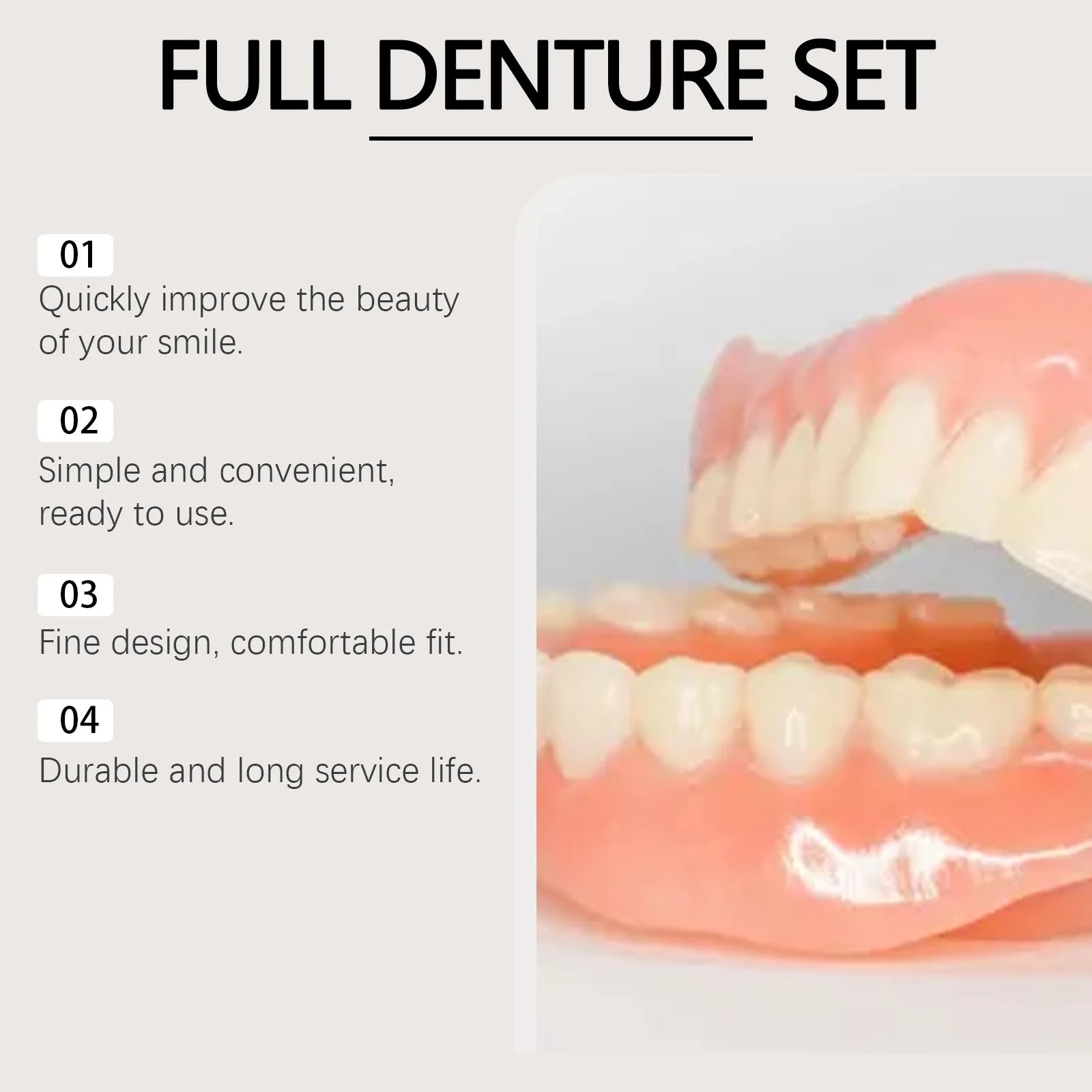 Oralhoe Adjustable Fake Teeth Veneer Kit – Upper & Lower Dentures Cosmetic Denture Kit Oasis Select