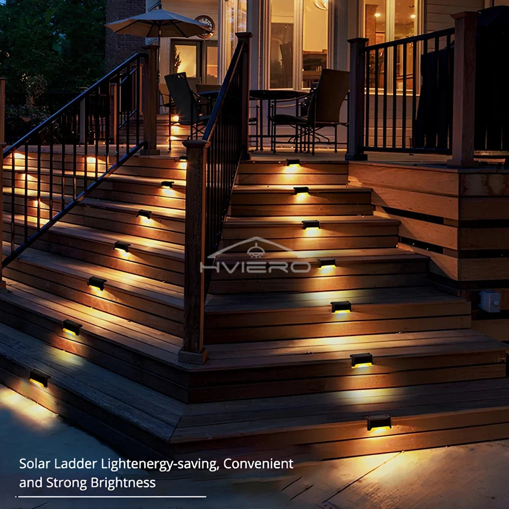 HVIERO Solar LED Stair & Step Lights | IP65 Waterproof Outdoor