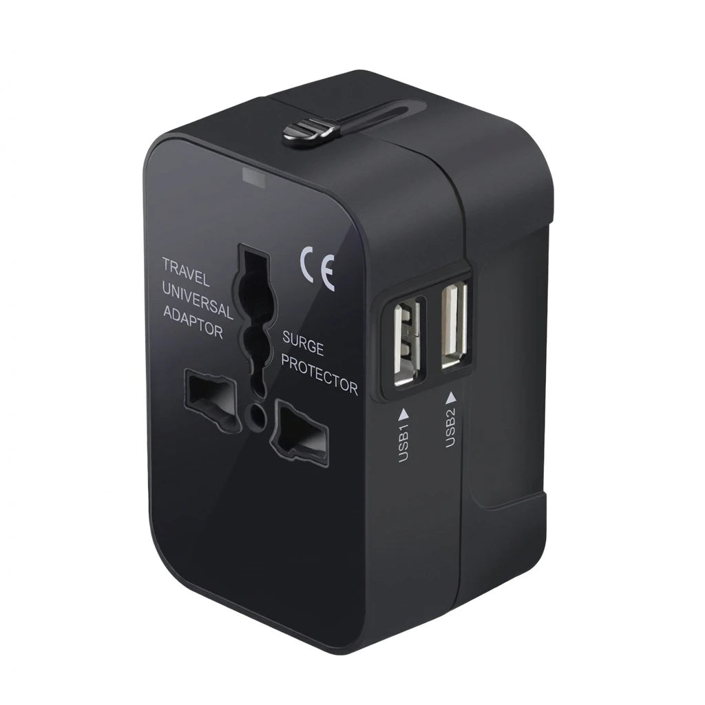 Dual USB Ports Universal Travel Adapter UK to EU Plug Wall Charger AC Power Converter for EU UK US AU Oasis Select Black Dual USB universal|100-240V