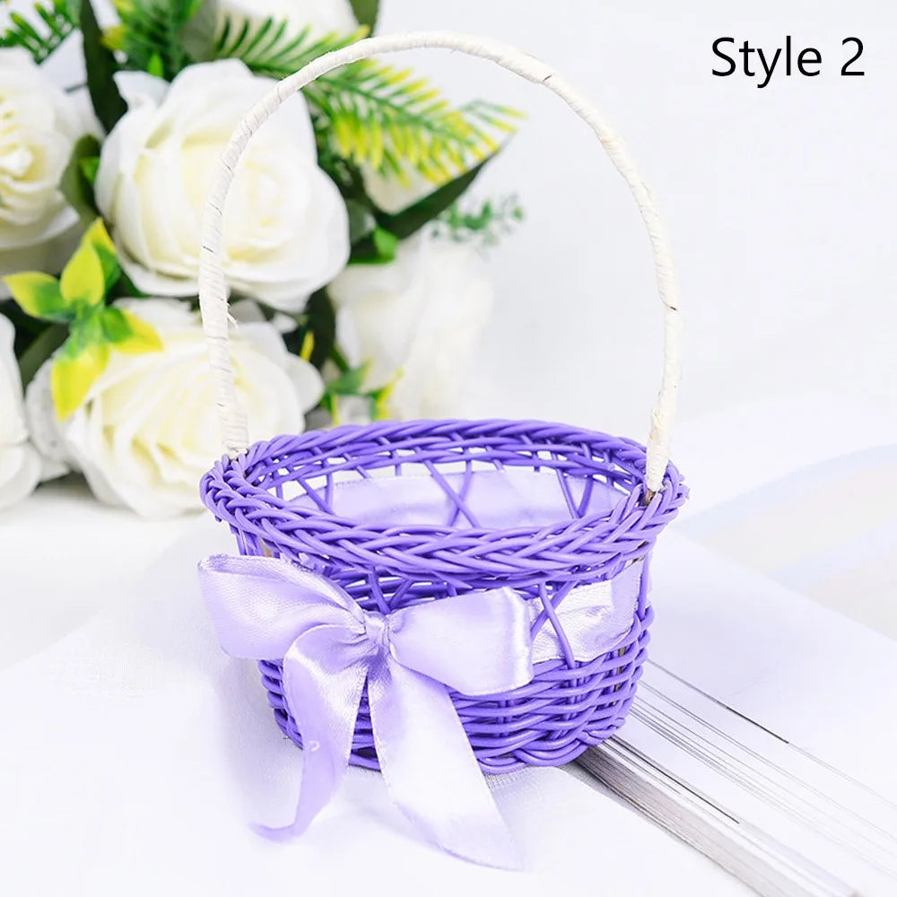 Hand-Woven Rattan Wicker Basket – 8 Colors Handheld Storage