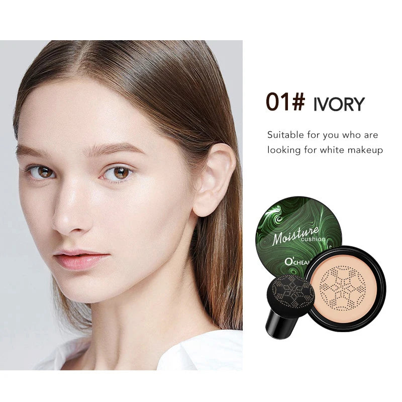 Ocheal BB Cream Air Cushion Compact Make Up Foundation Concealer Cream for Face Cosmetics Makeup Mushroom Head Puff Oasis Select