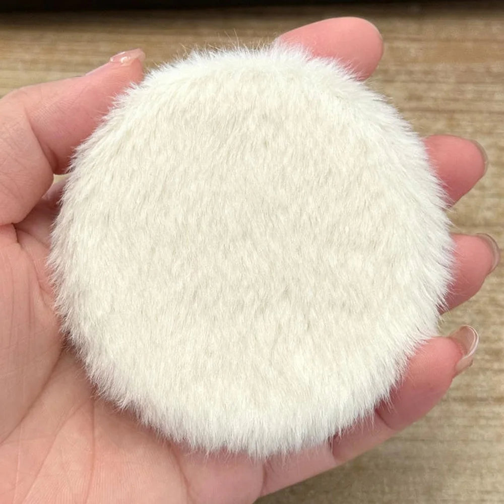 Fluffy Plush Compact Mirror – Dual-Sided Portable Folding
