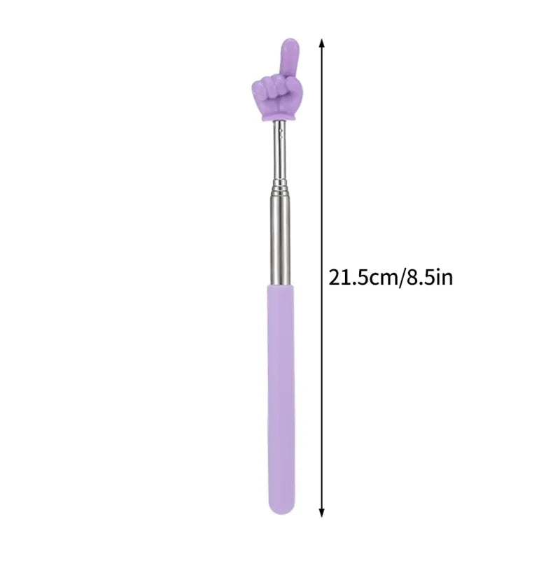 Retractable Teacher Pointer Finger Design StainlessSteel Telescopic School Teaching Pointer Stick Teacher Supplies For Classroom Oasis Select A5-Macaroon-Purple