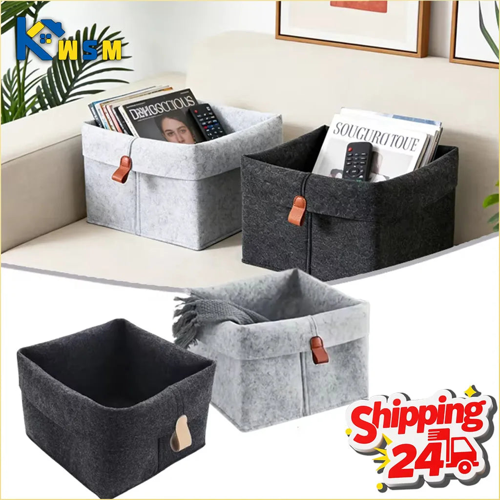 1-5PCS Desktop Organizer Basket Felt Storage Bin for Snacks and Sundries Home Office Desk Tidy Declutter Storage Box Oasis Select