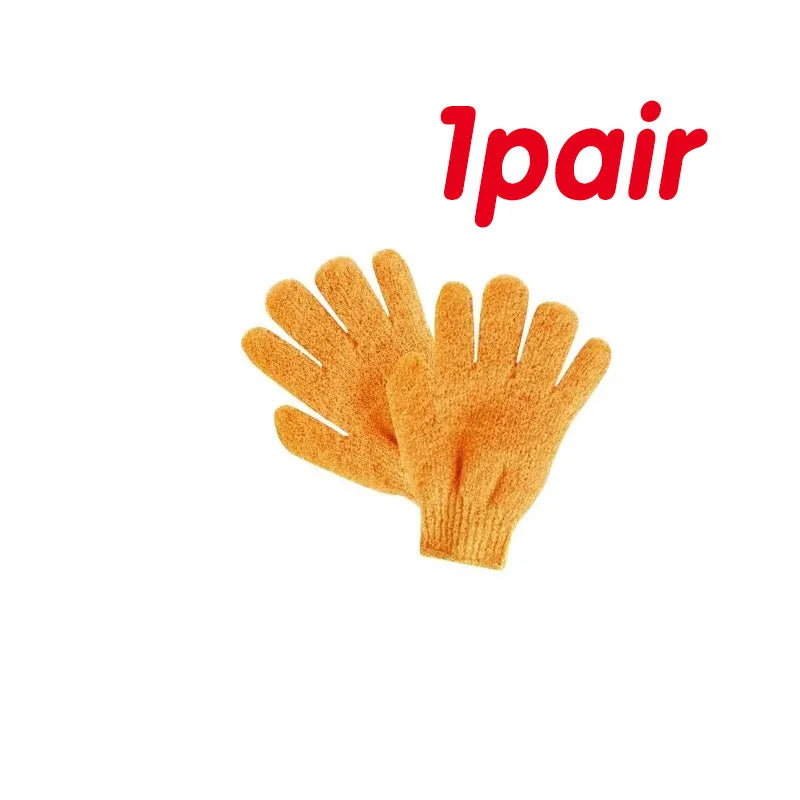 1/2pair Five Fingers Bath Gloves Household Shower Scrub Body Wash Children Home Supply Elastic Wipe Back Bathing Cleaning Gloves Oasis Select 1pair orange