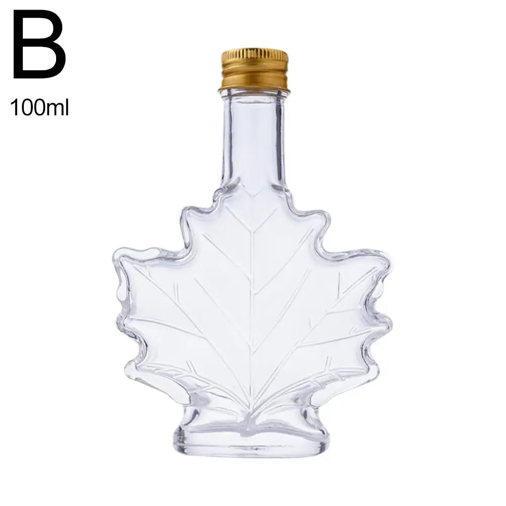 1pcs 50ml 100ml 250ml Mini Maple Leaf Shape Whisky Alcohol Canning Small Wine Syrup Glass Bottles With Cover For Liquor Scotch Oasis Select B